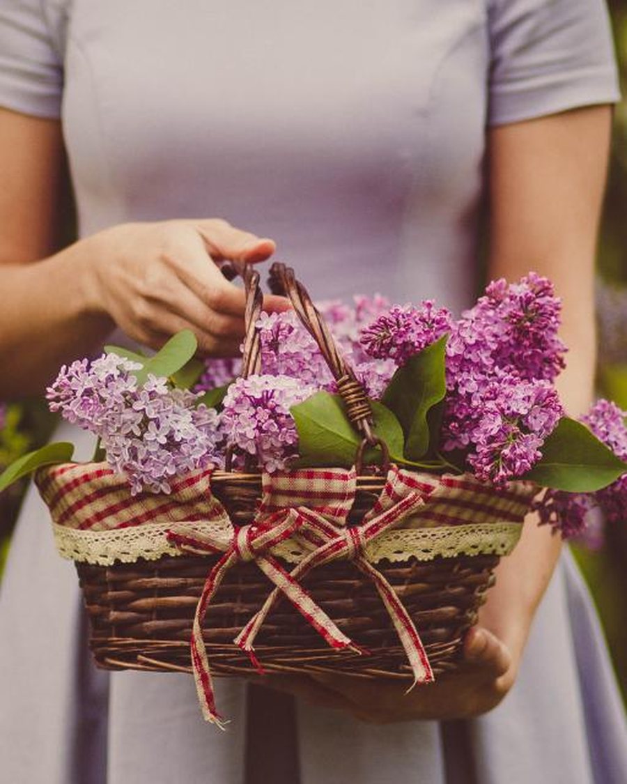 Cane Flower Basket with Handle