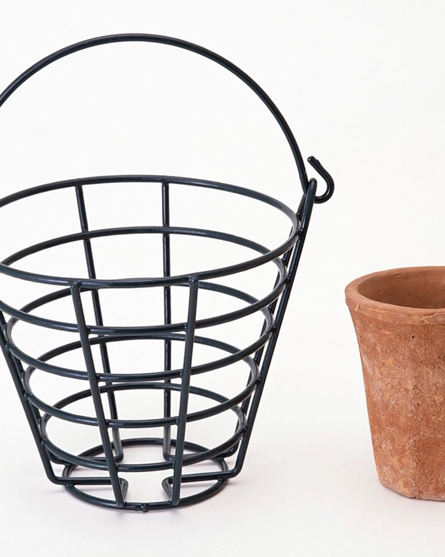 Wire Basket Planter with Terracotta Pot