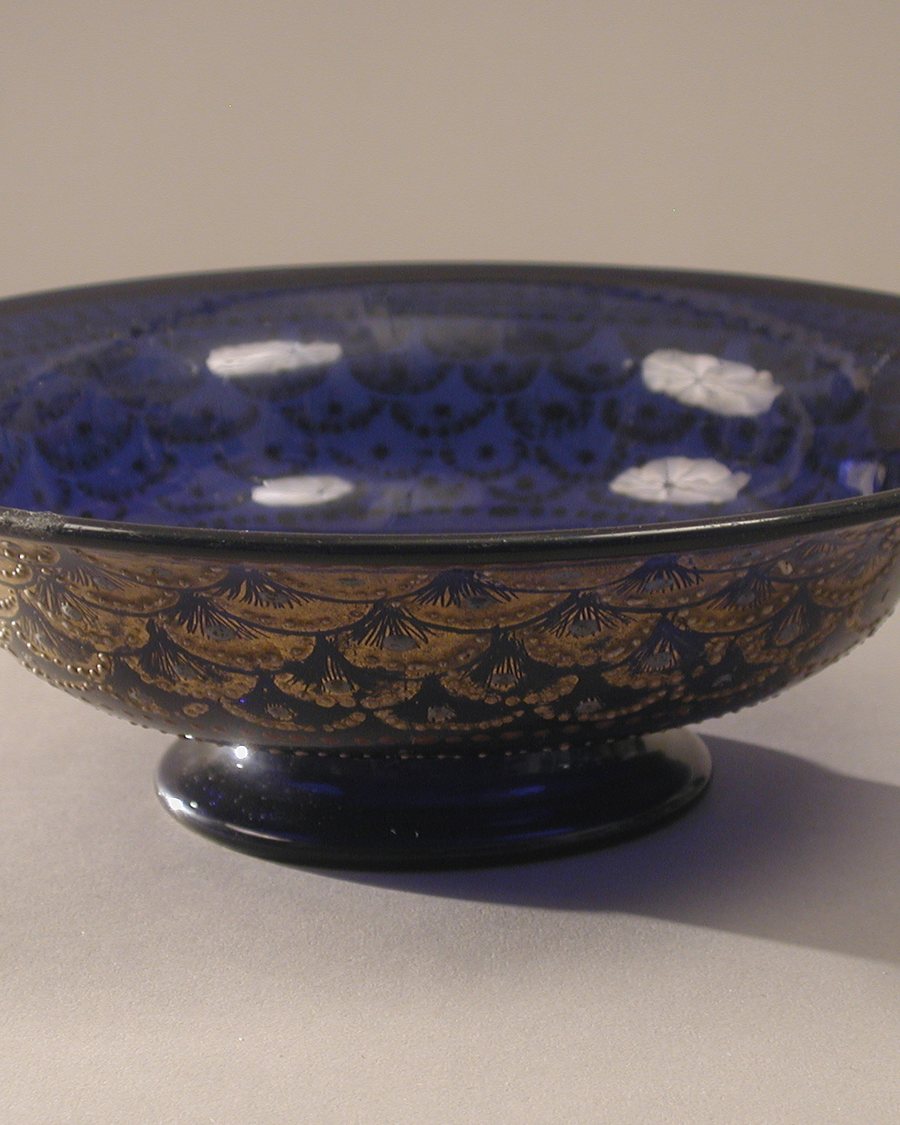 Cobalt Footed Bowl with Gilt Rim