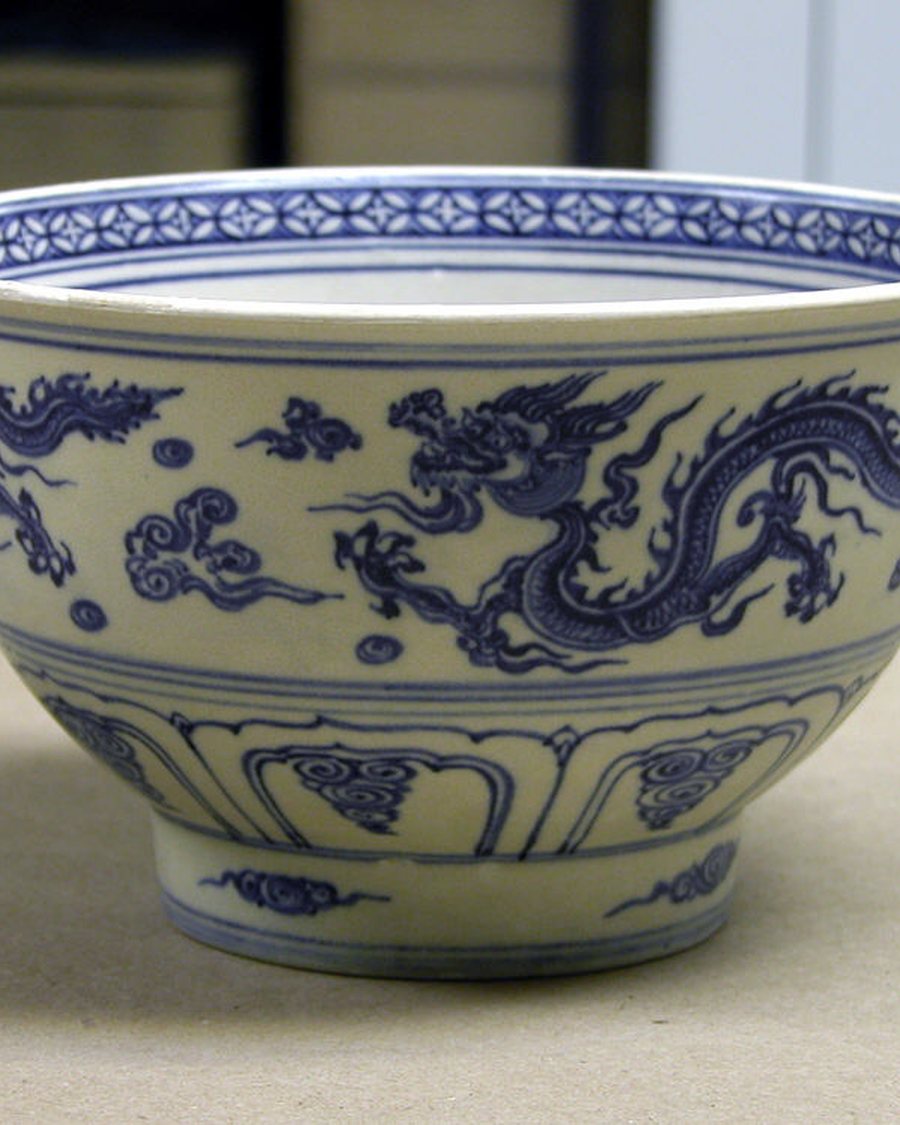 Blue and White Dragon Bowl