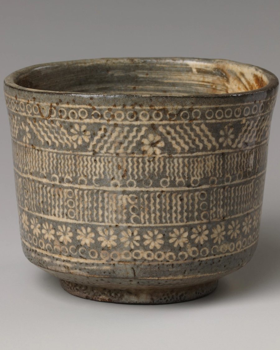 Carved Stoneware Bowl, Stone Grey