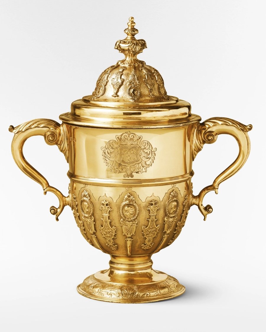 Lidded Brass Urn with Handles