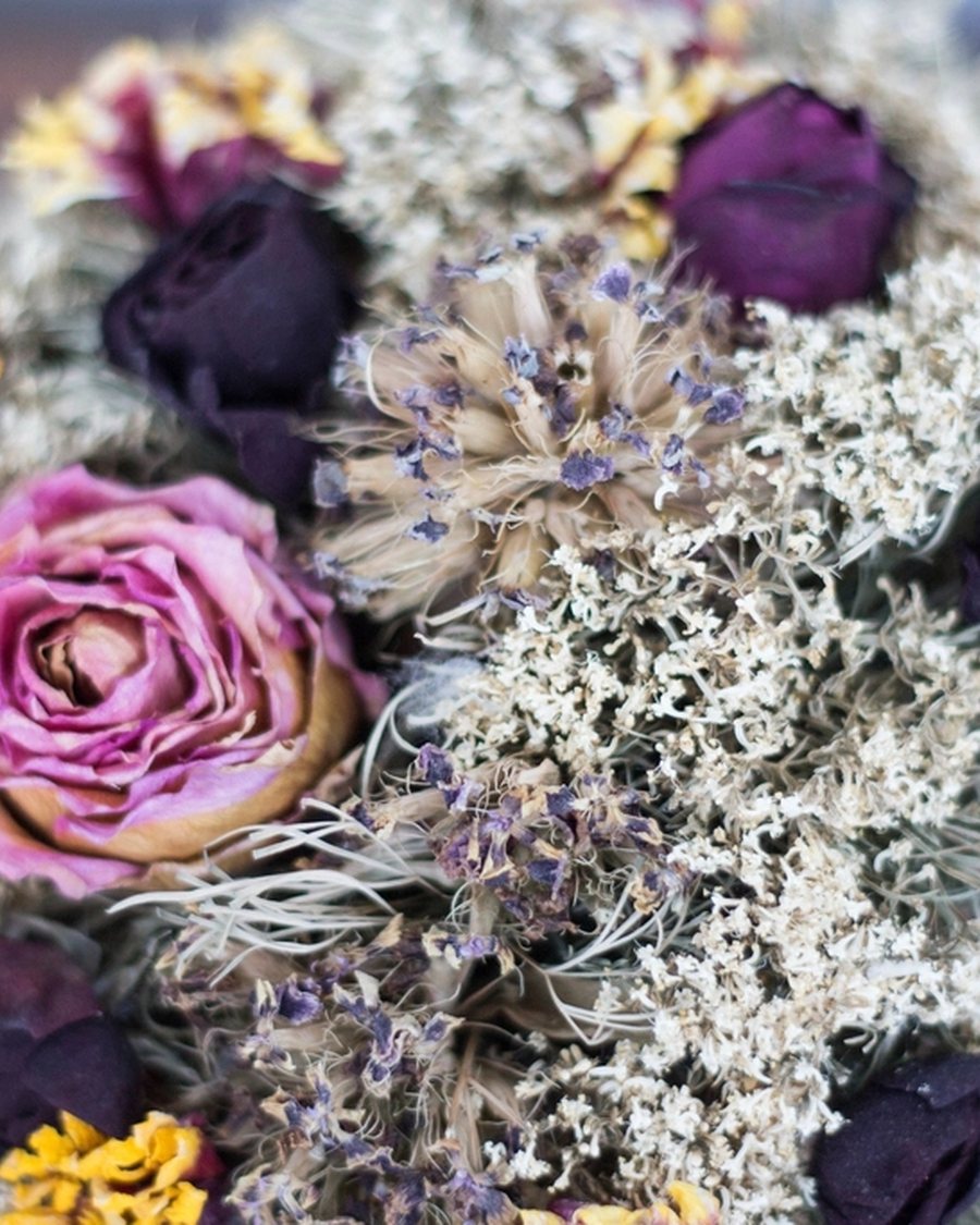 Dried Bouquet, Muted Rose and Lichen