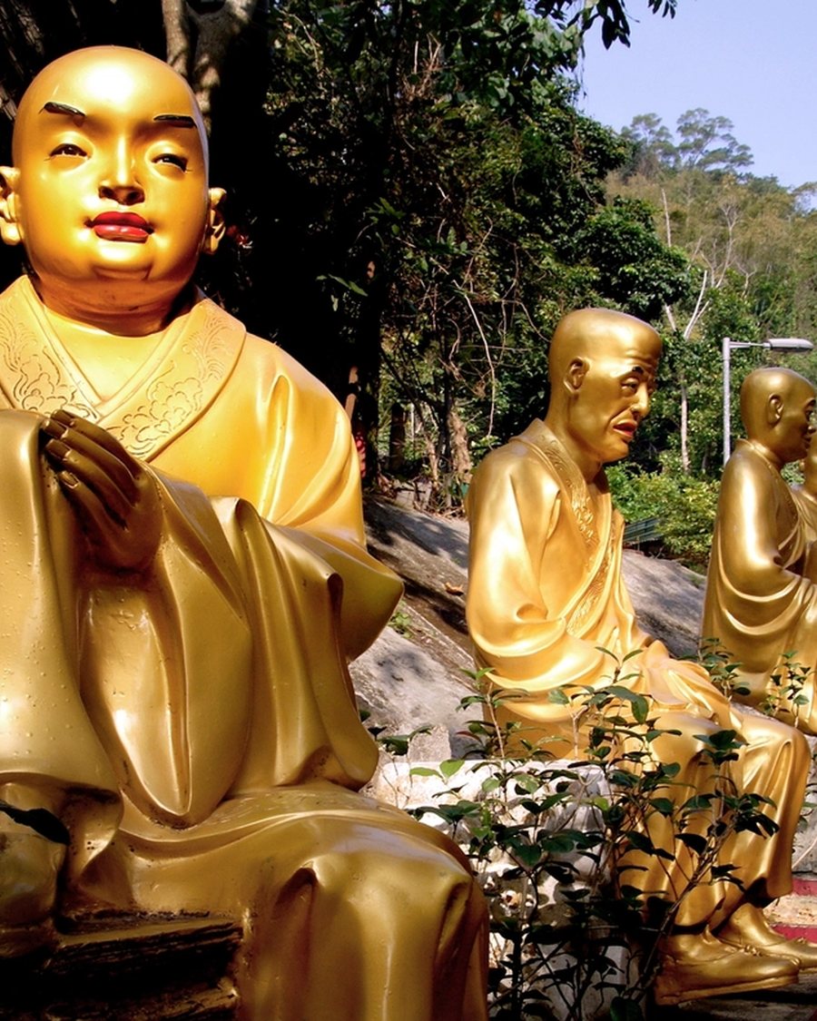 Seated Buddha Idol, Antique Gold