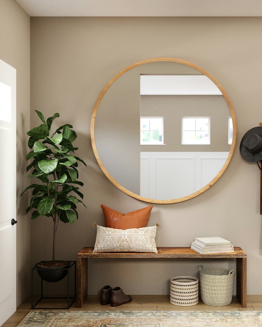 Round Rattan Wall Mirror