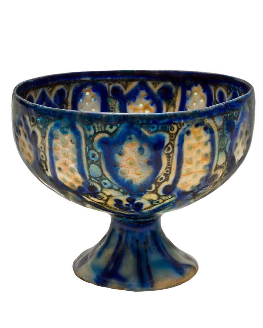 Blue Pottery Footed Bowl