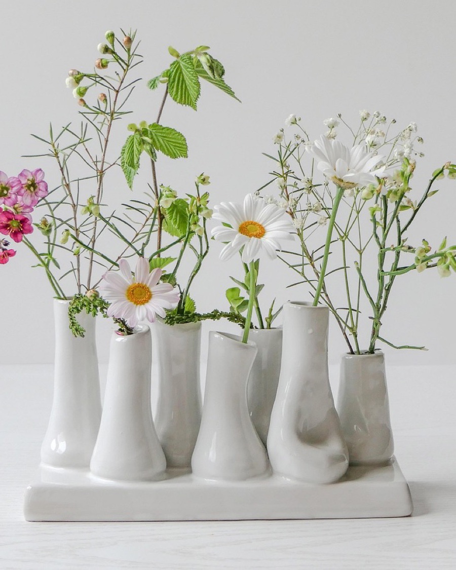 Clustered Bud Vases, White