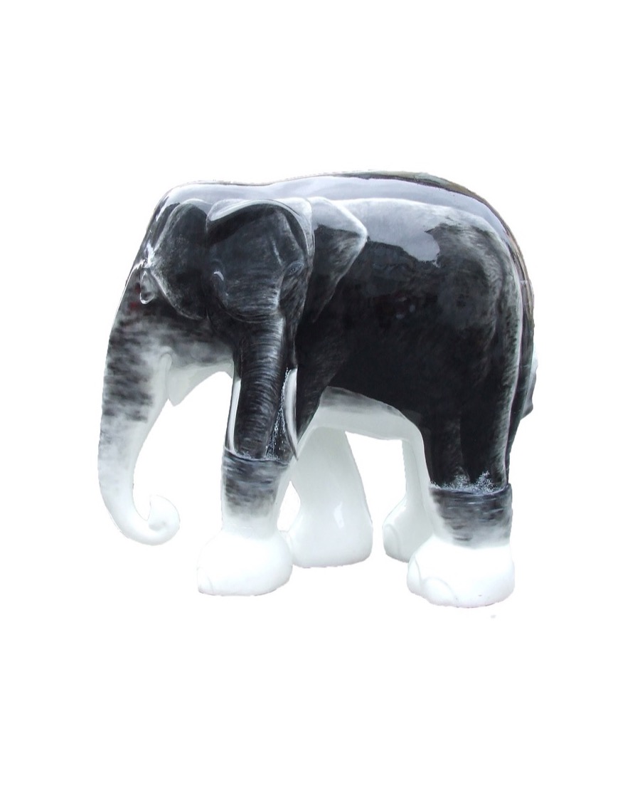 Black and White Glazed Elephant