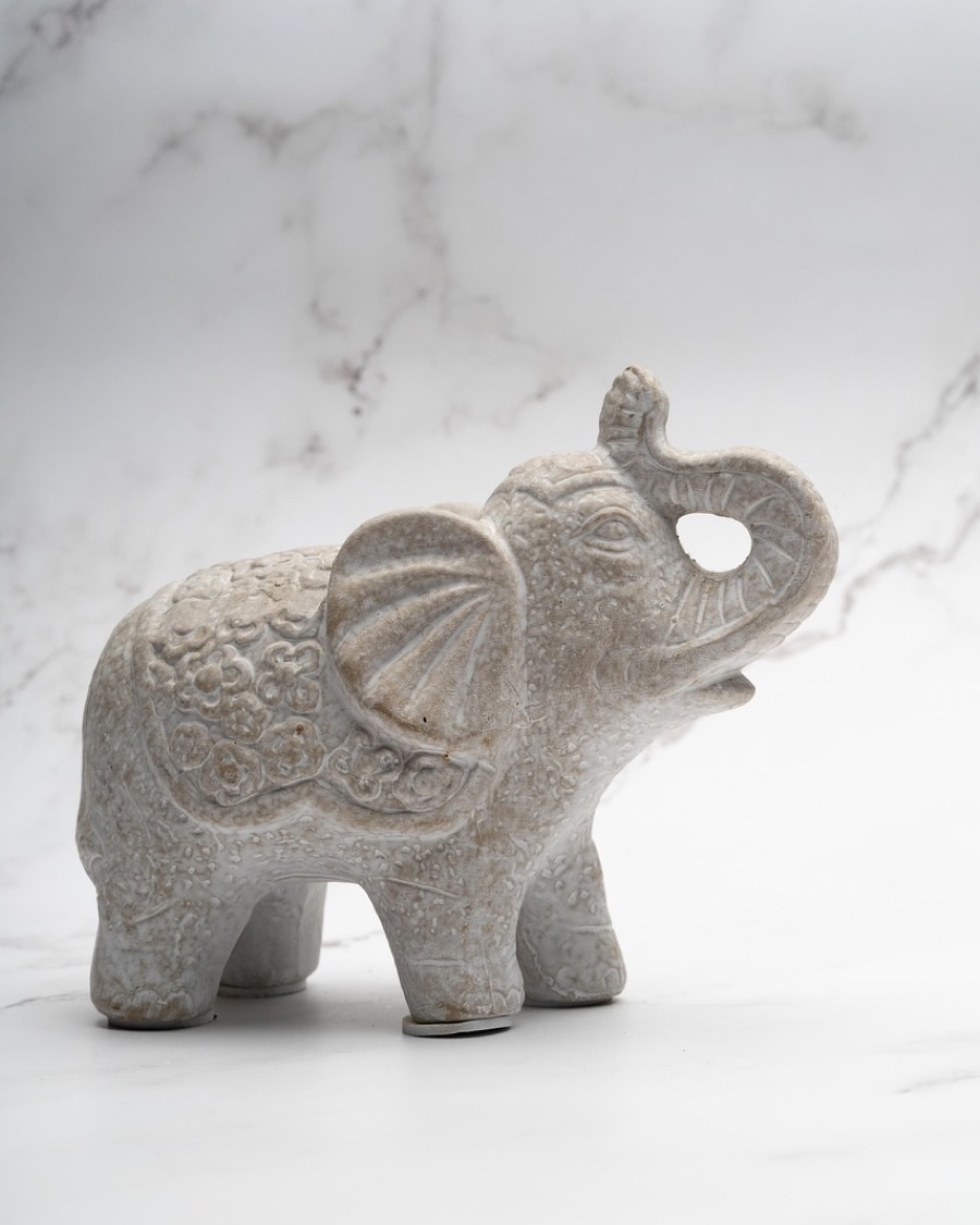 Ceramic Elephant, Textured White