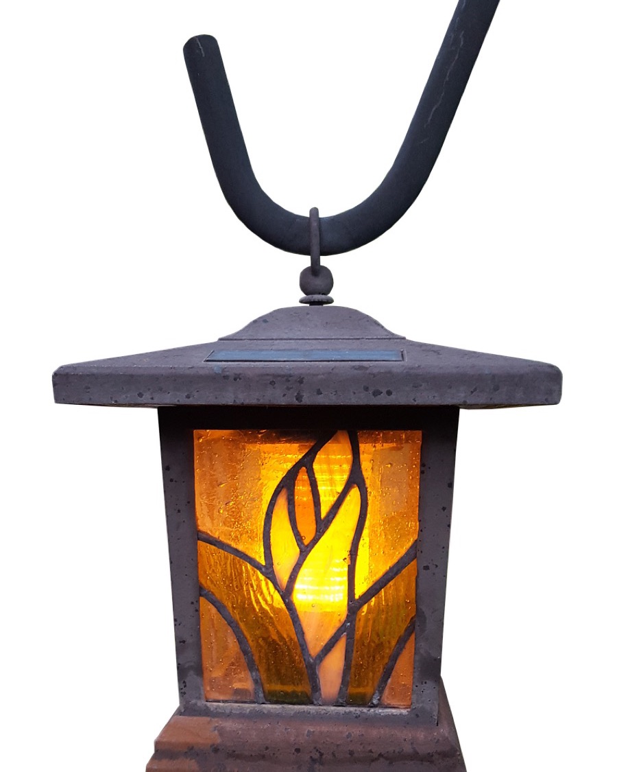 Pagoda Garden Lantern, Amber Glass