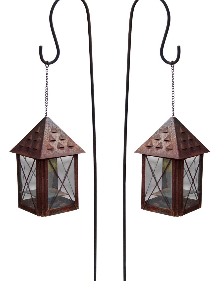Hanging Lanterns on Shepherd Hooks, Pair