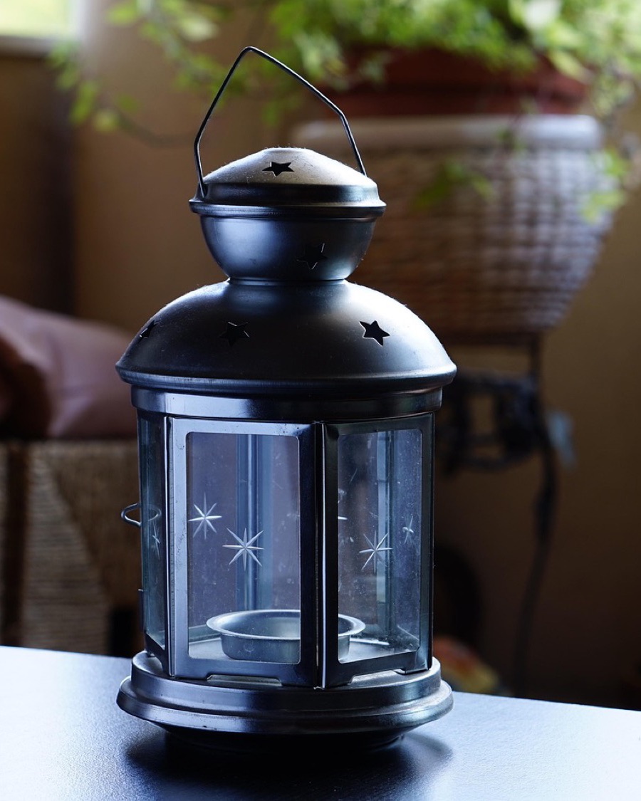Black Metal Lantern with Star Top