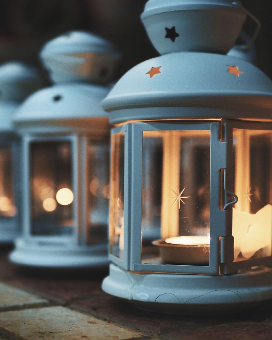 Metal Lanterns with Star Cut-Outs, Pair
