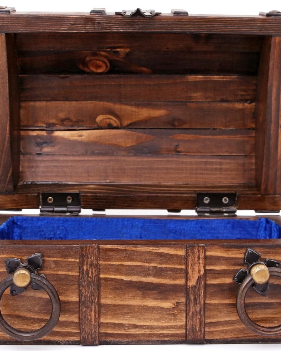 Wooden Storage Chest with Iron Rings