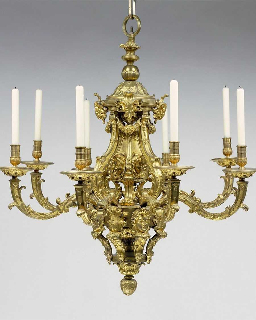 Six-Arm Brass Chandelier