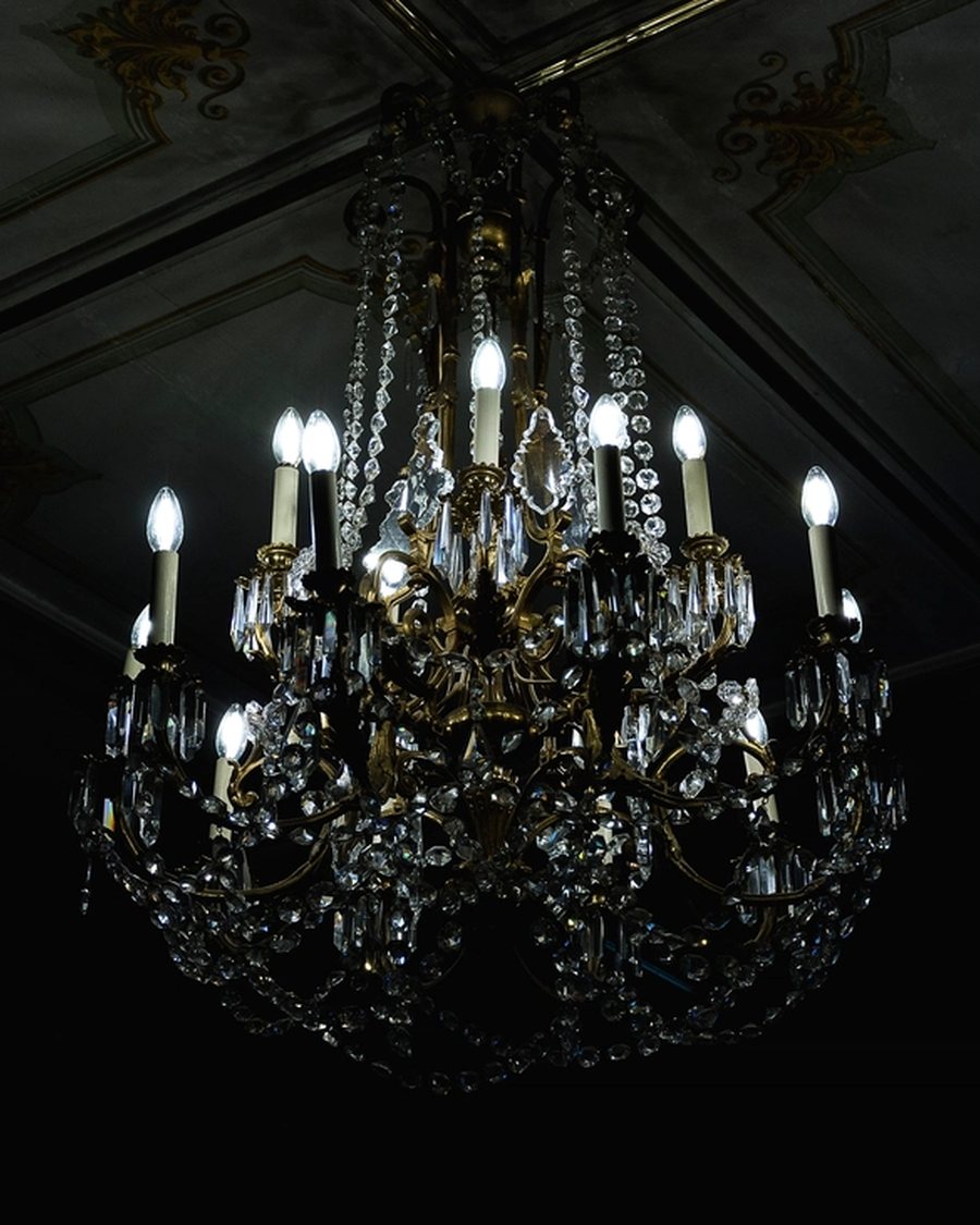 Black Crystal Chandelier, Eight Light