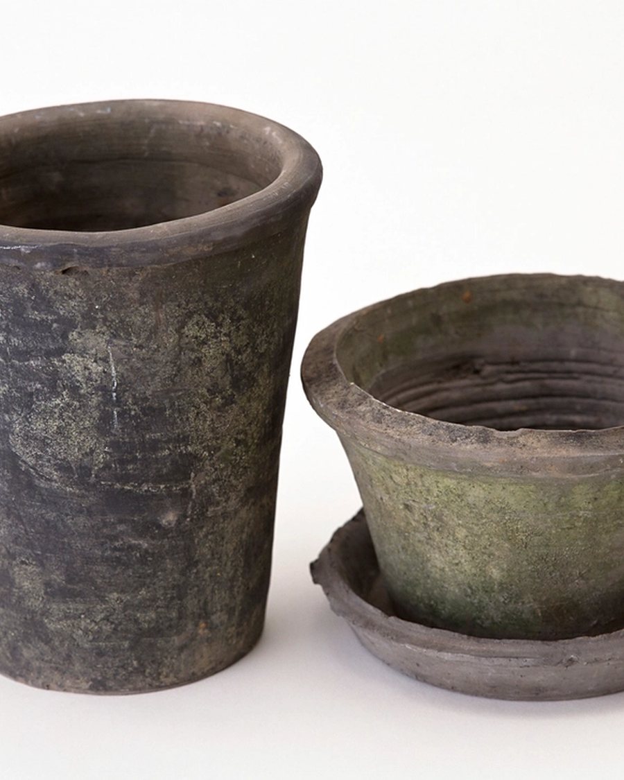 Aged Stone Planter Pair