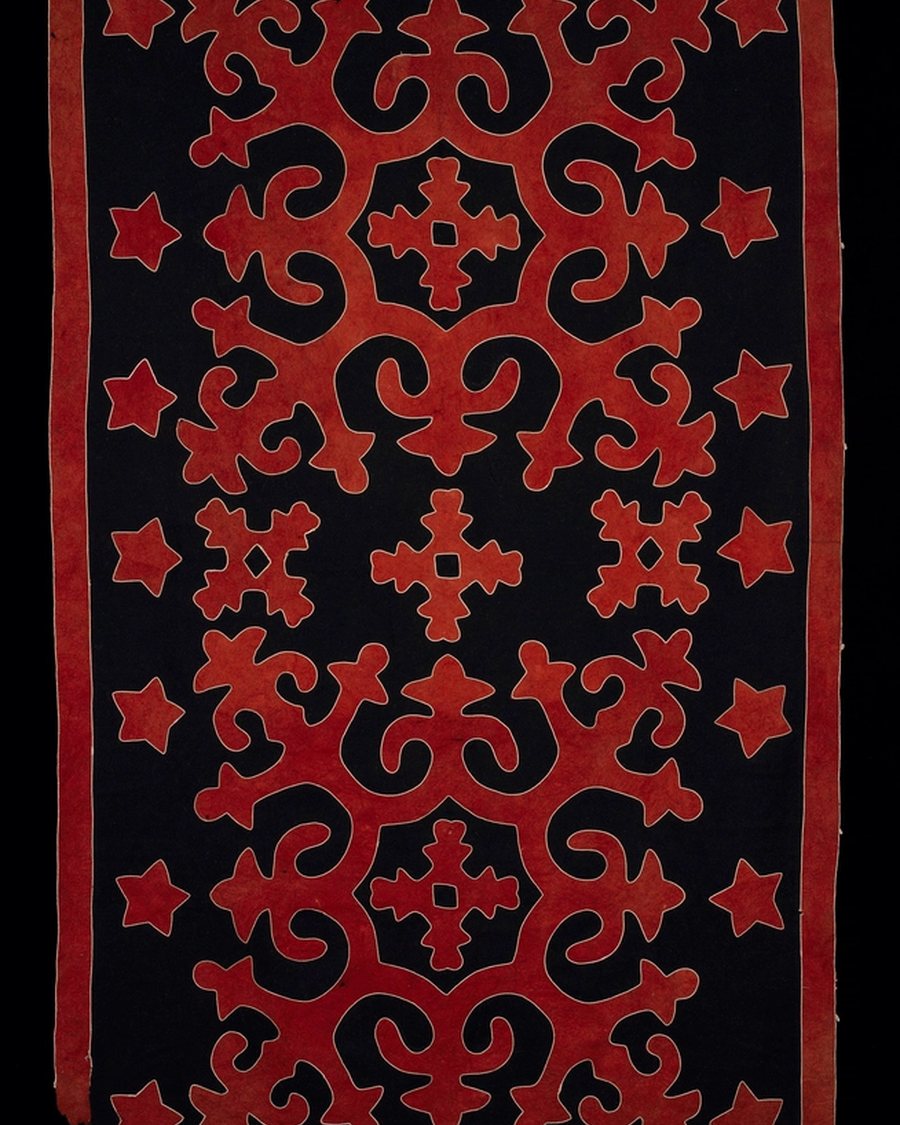 Tribal Motif Rug, Red and Navy