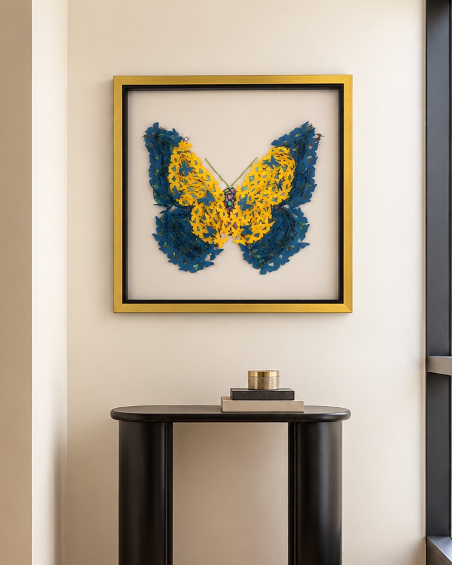 Blue and Yellow Butterfly Shadow Box