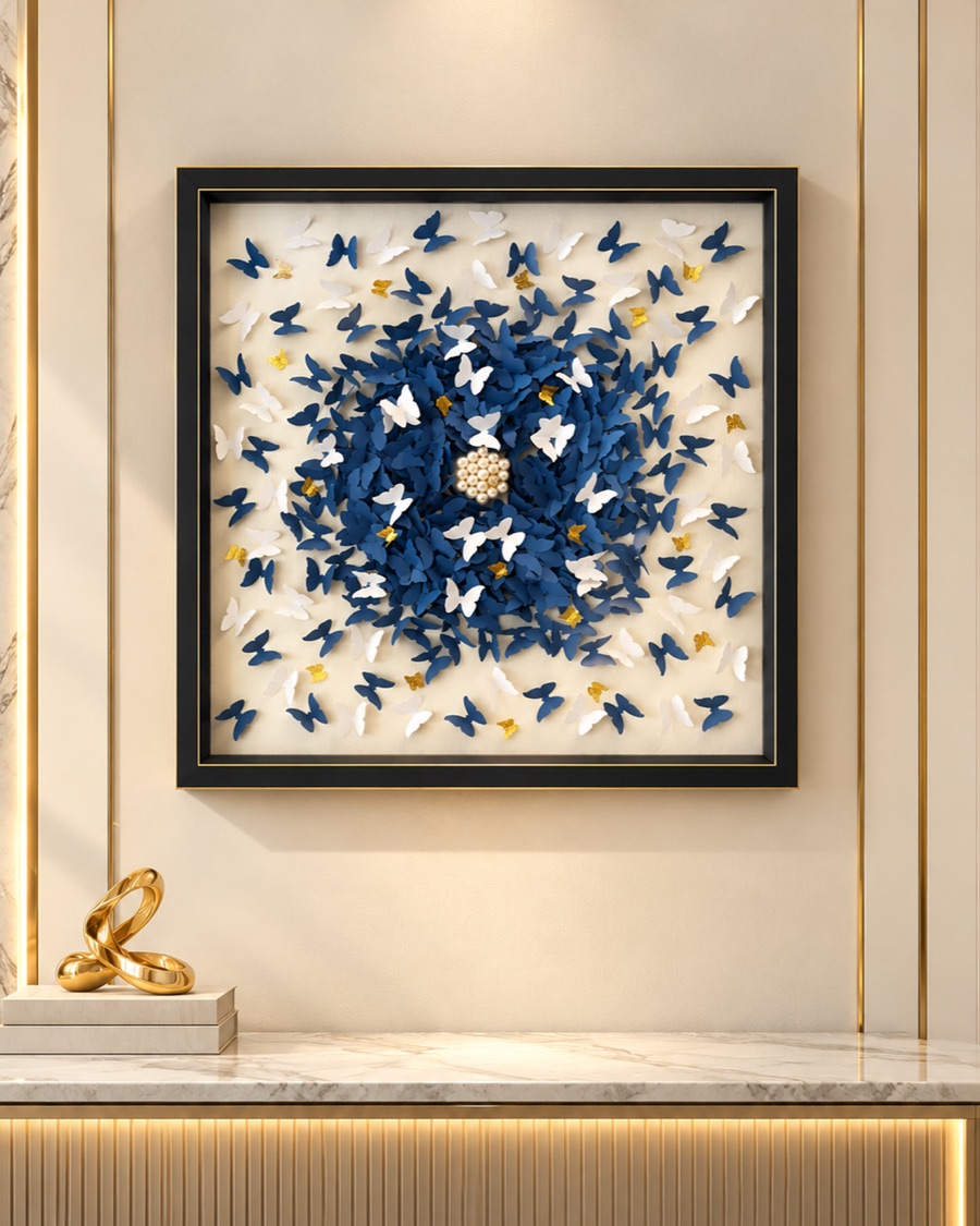 Blue Butterfly Swirl Shadow Box