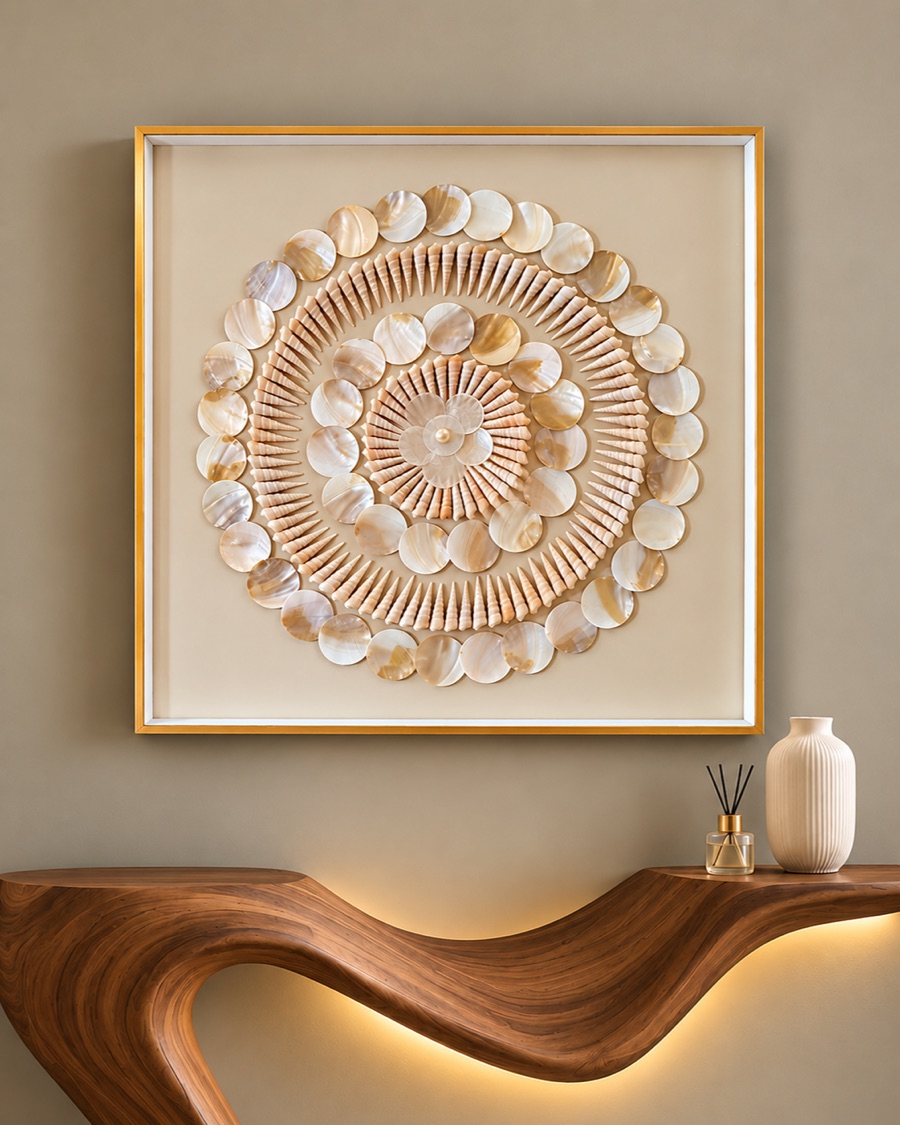 Cream Shell Mandala Art
