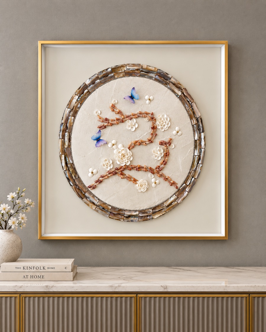 Pearl Ring with Blossom Branch Art