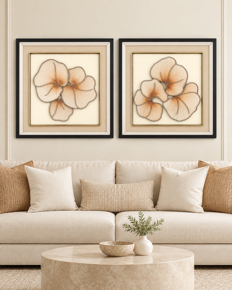 Pressed Bloom Framed Art, Set of Two