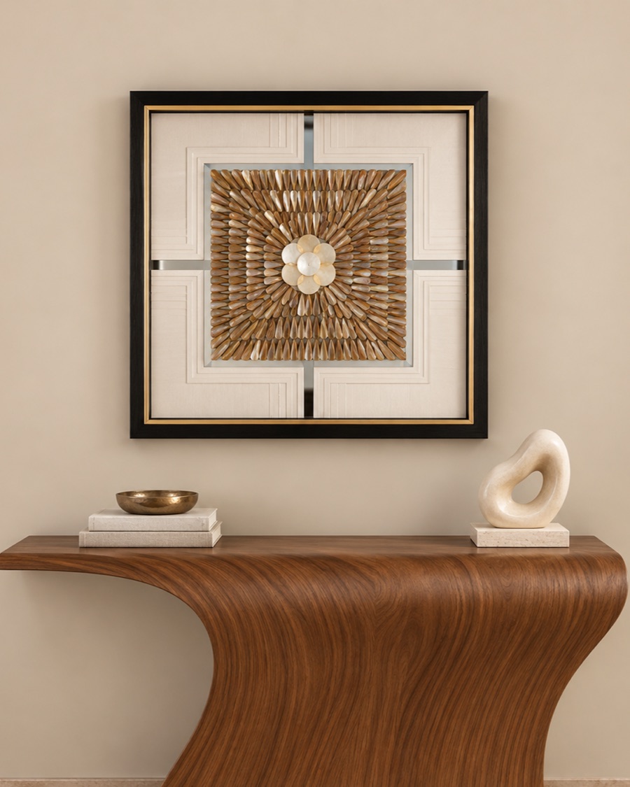 Carved Sunburst Square Shadow Box