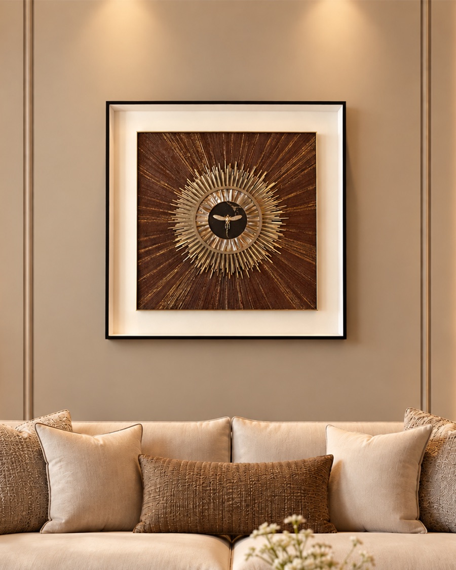 Wooden Sunburst Shadow Box