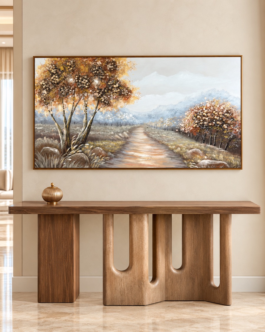 Golden Autumn Road Canvas