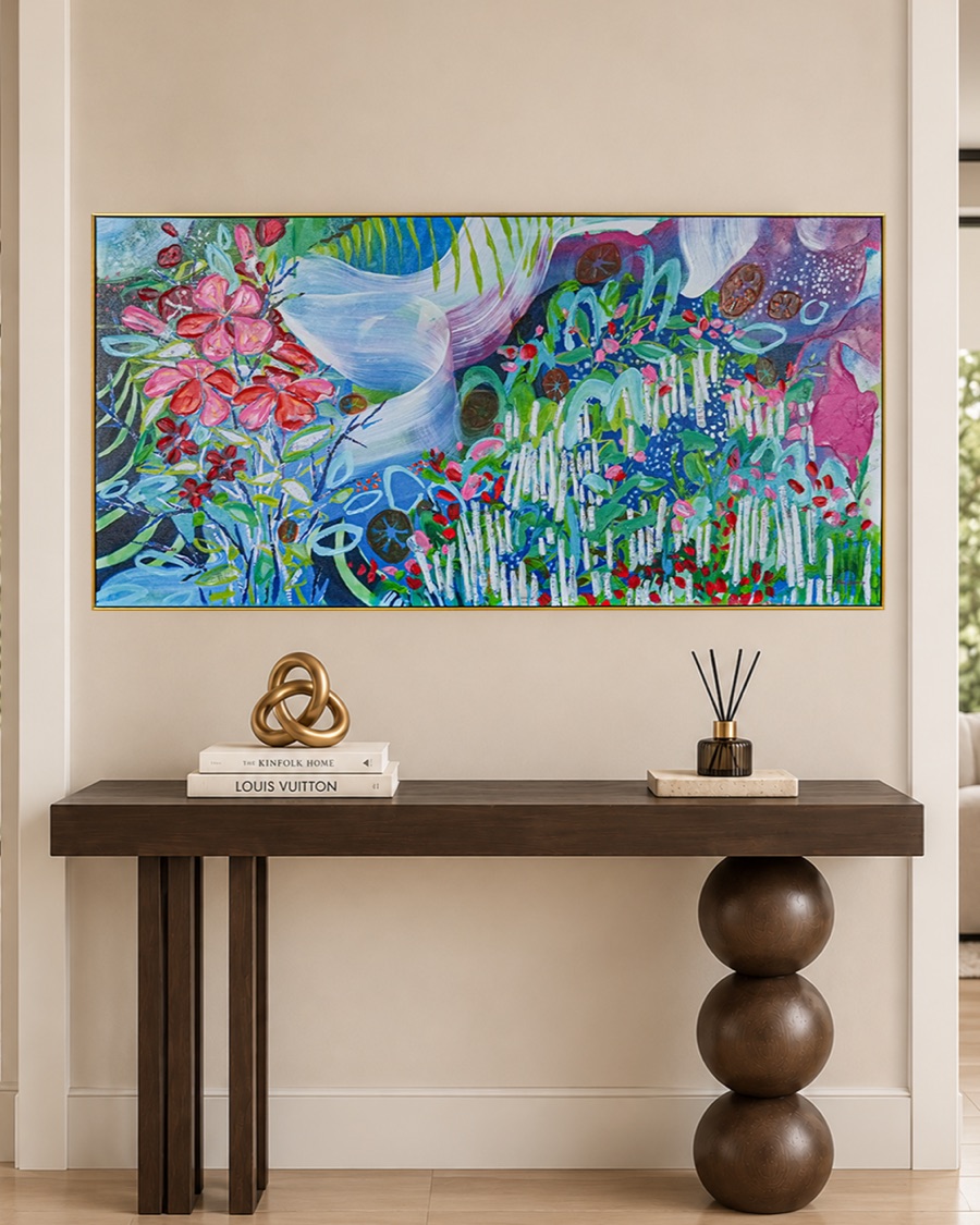 Colourful Garden Abstract Canvas, Panoramic