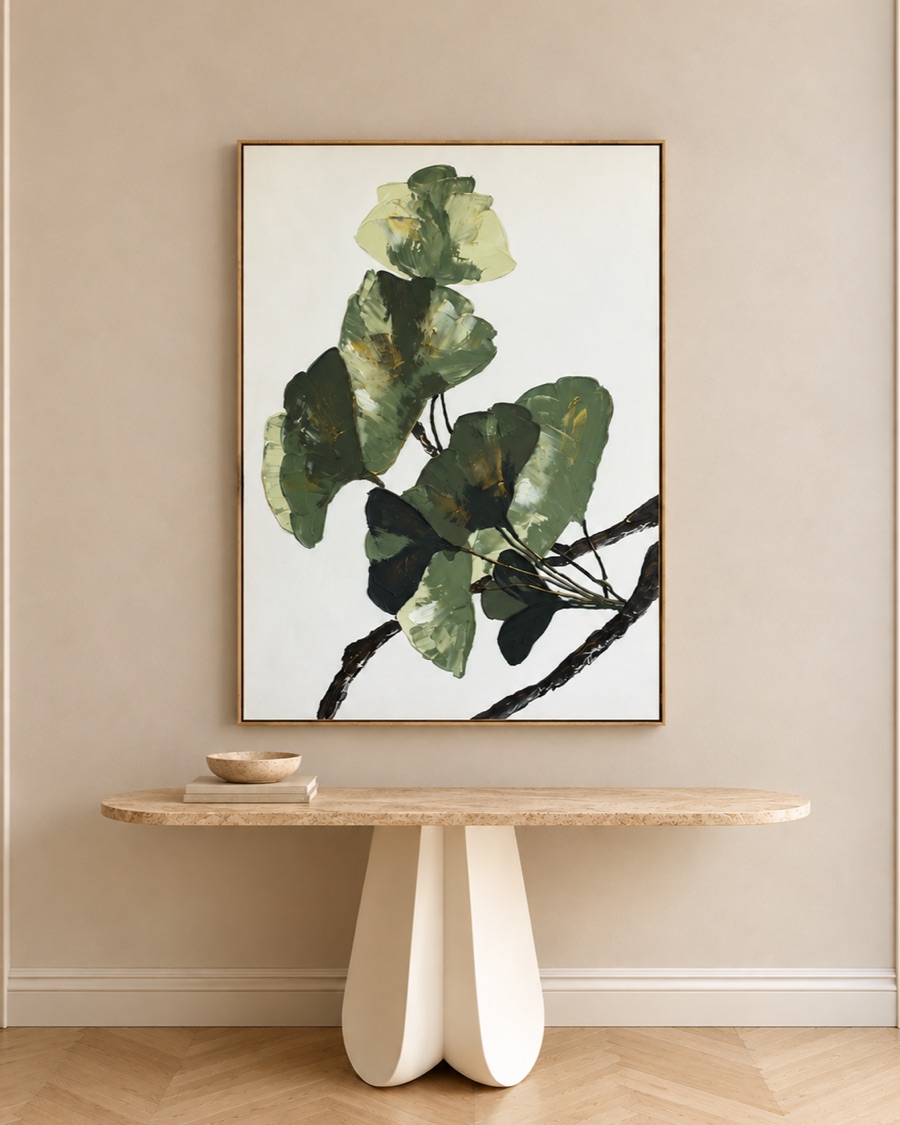 Green Ginkgo Leaves Canvas