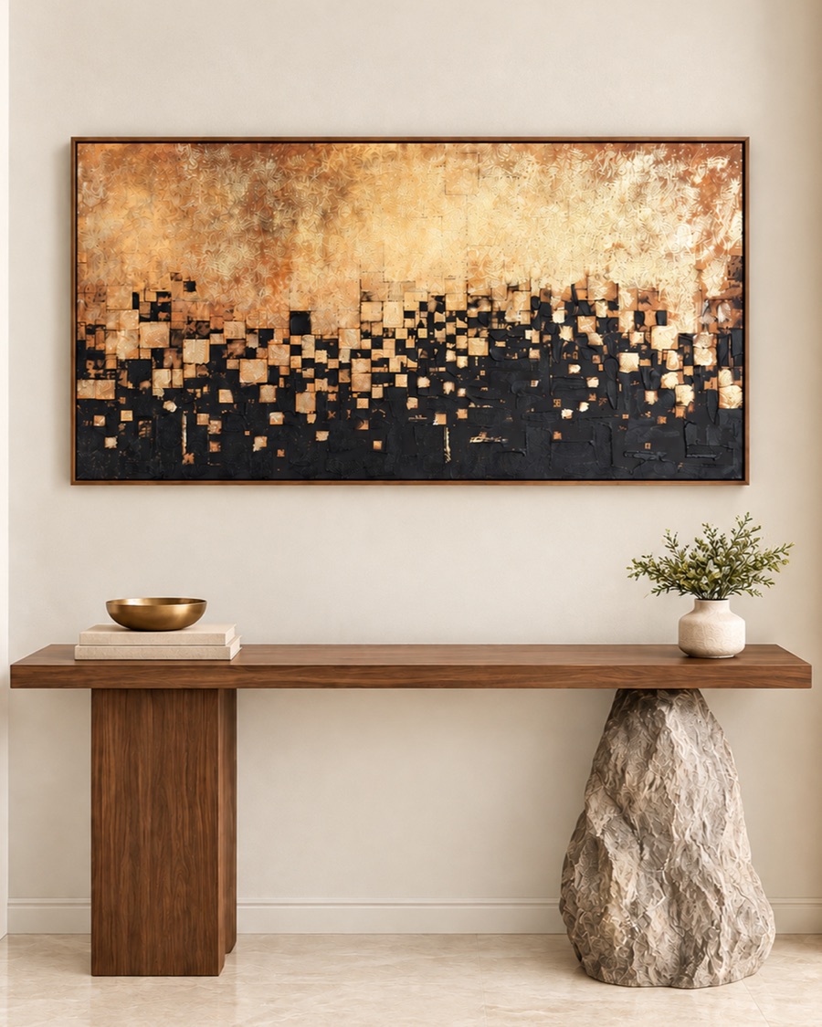 Gold and Black Abstract Canvas