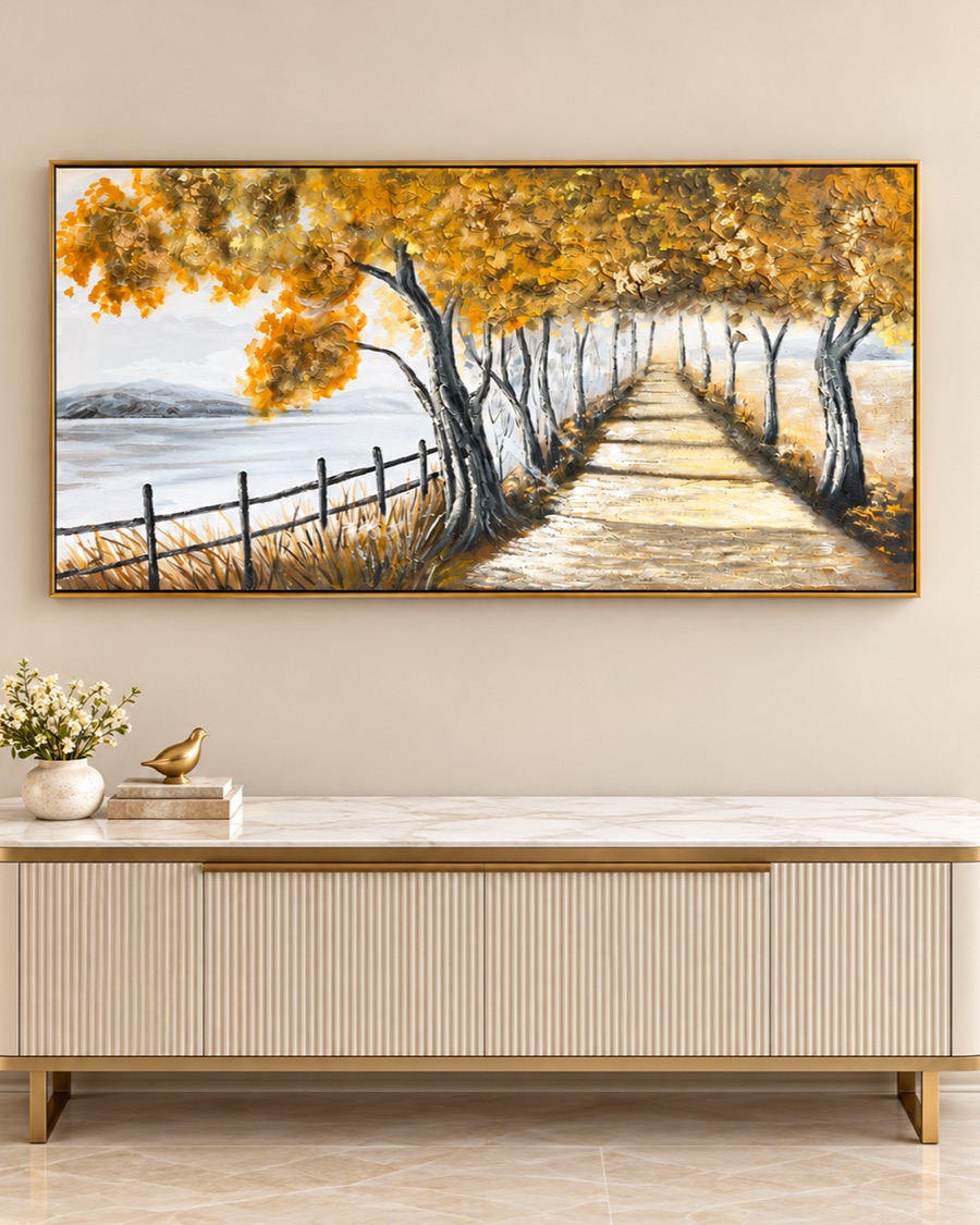 Golden Lakeside Path Canvas
