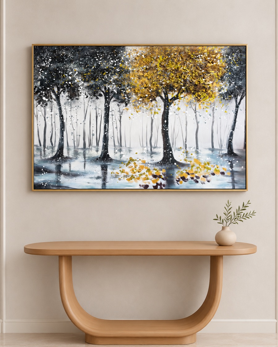 Golden Tree in a Silver Forest Canvas