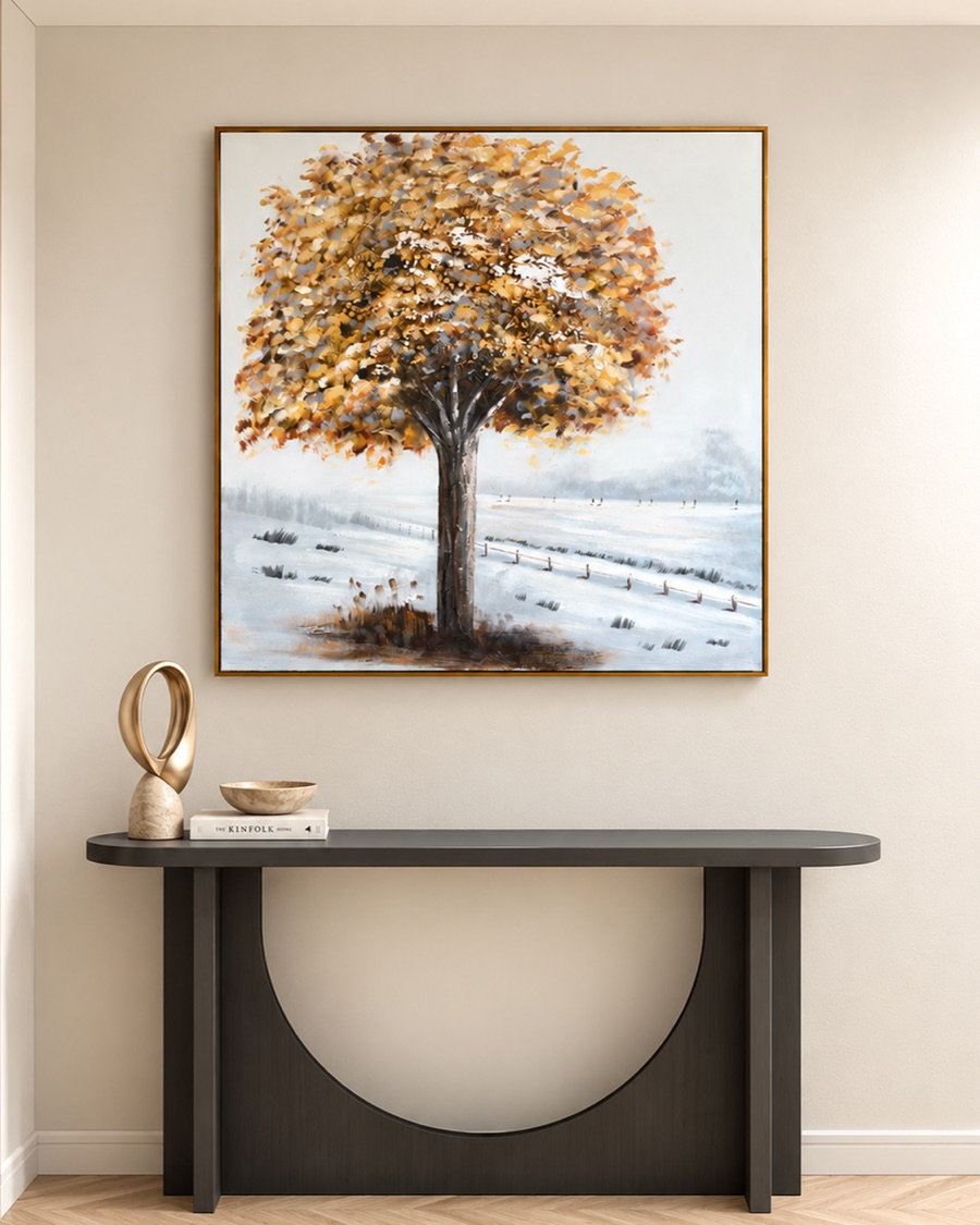 Golden Tree in Winter Canvas