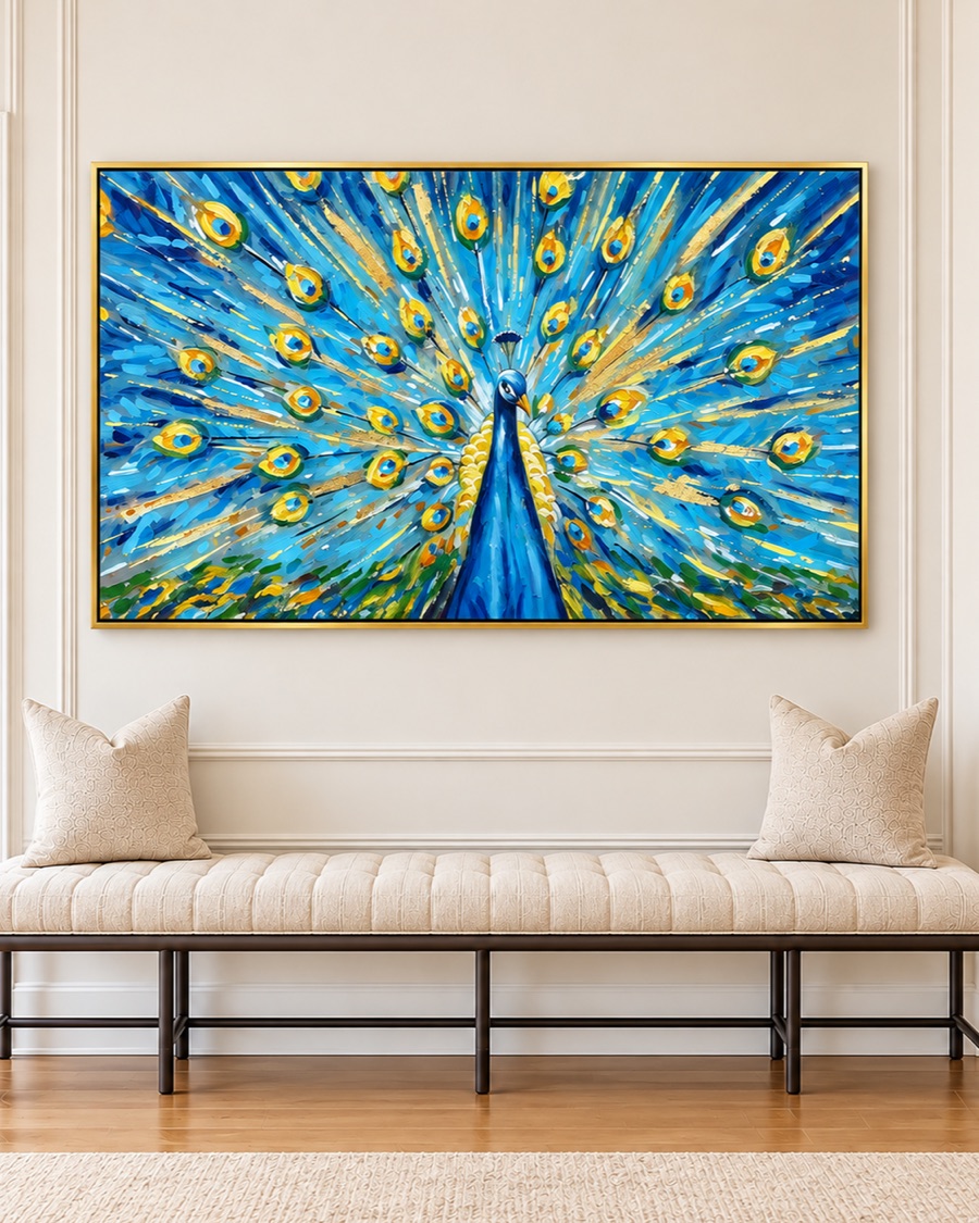 Peacock Feathers Canvas, Panoramic
