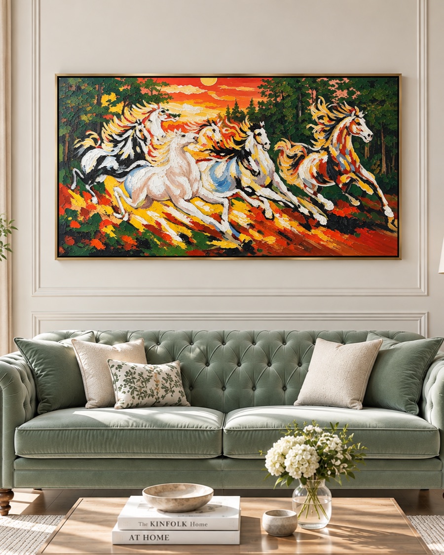 Seven Running Horses Canvas, Sunset
