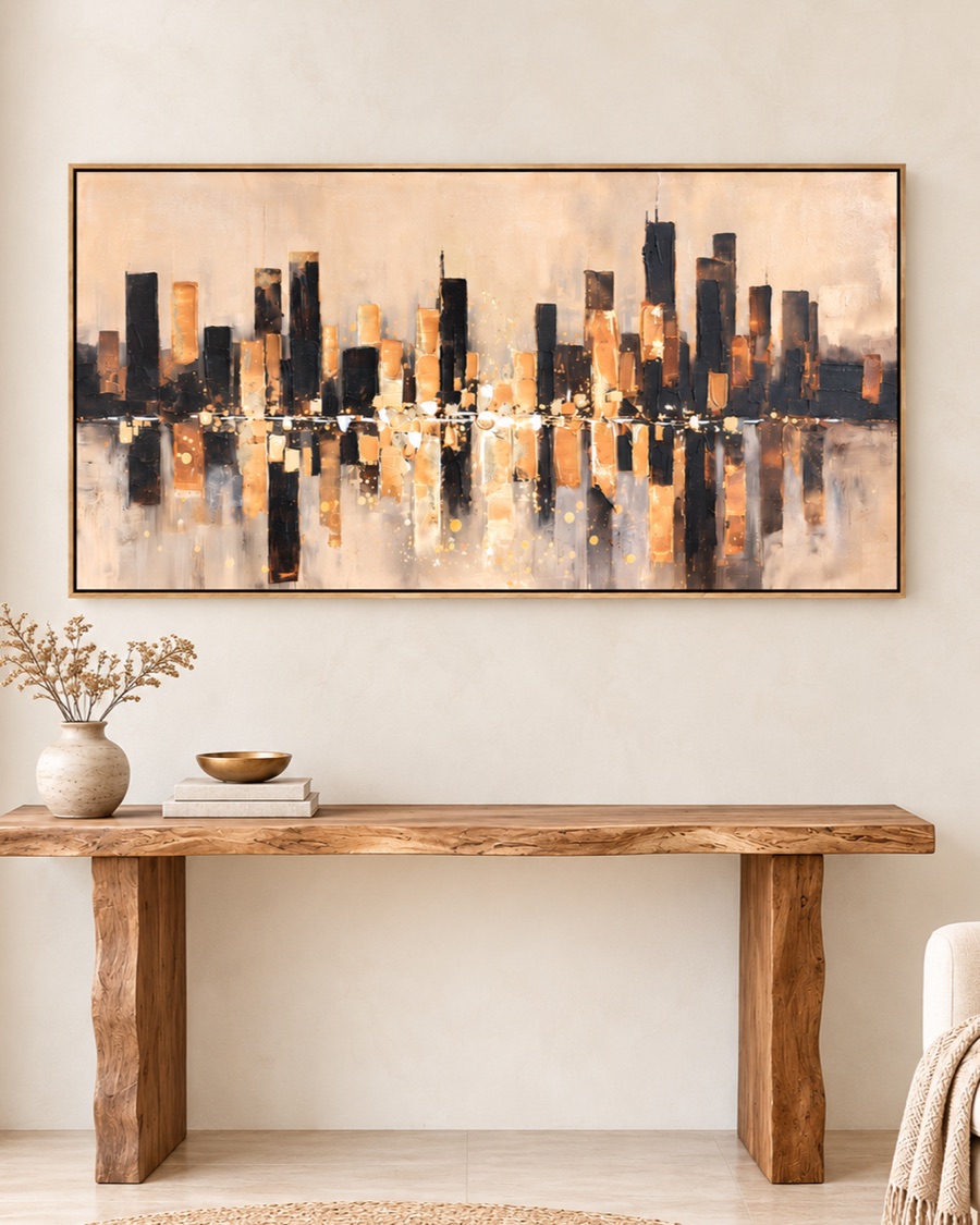Golden Skyline Abstract Canvas
