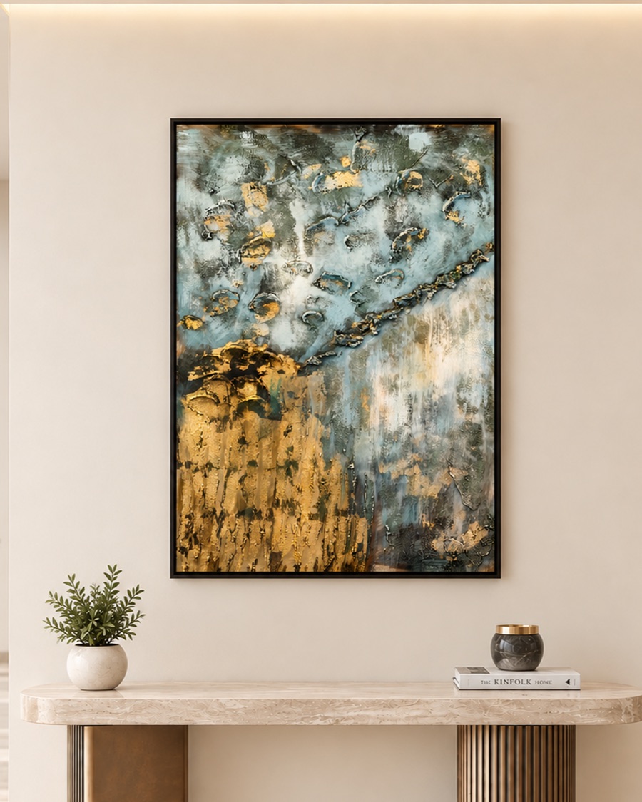 Teal and Gold Abstract Canvas