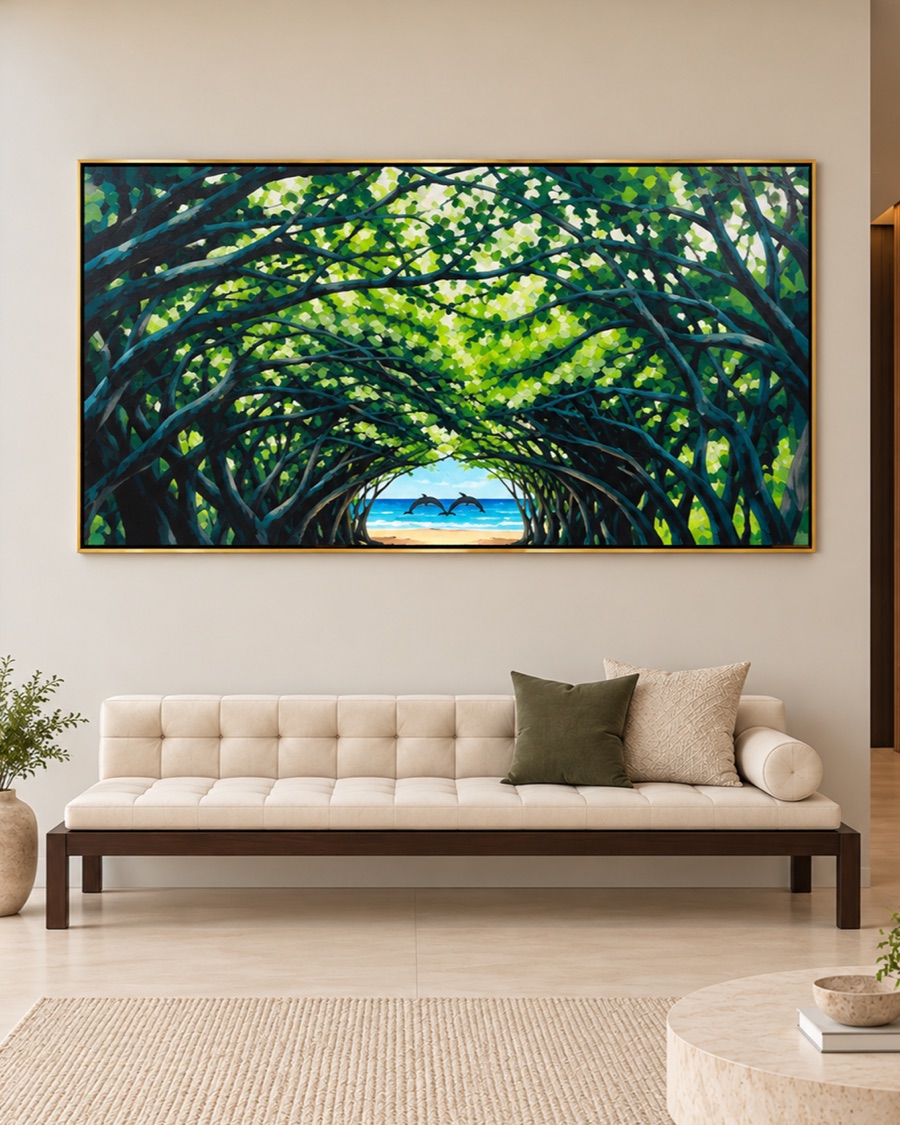 Tree Tunnel to the Sea Canvas