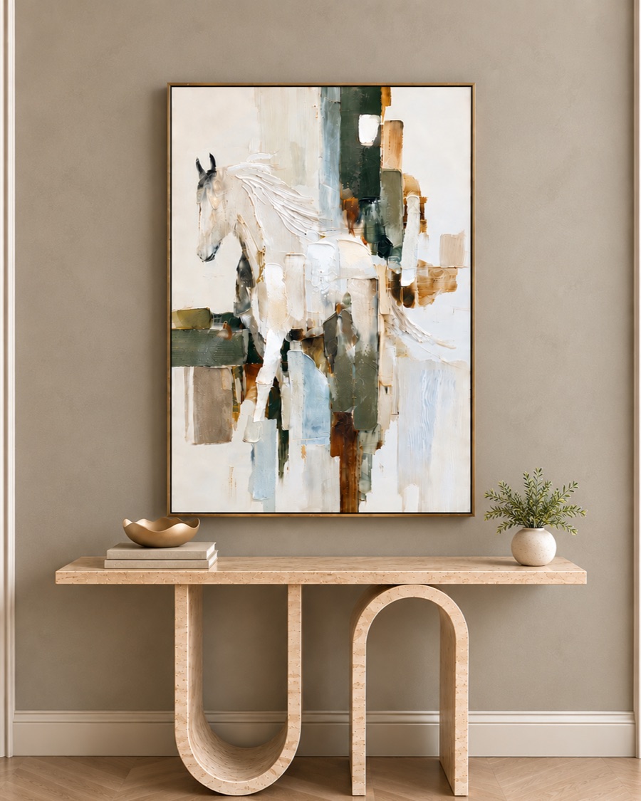 Abstract White Horse Canvas
