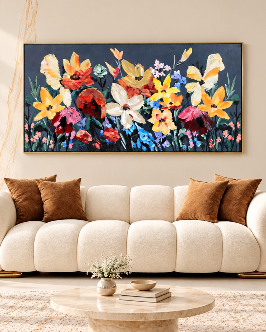 Wildflowers on Midnight Canvas, Panoramic
