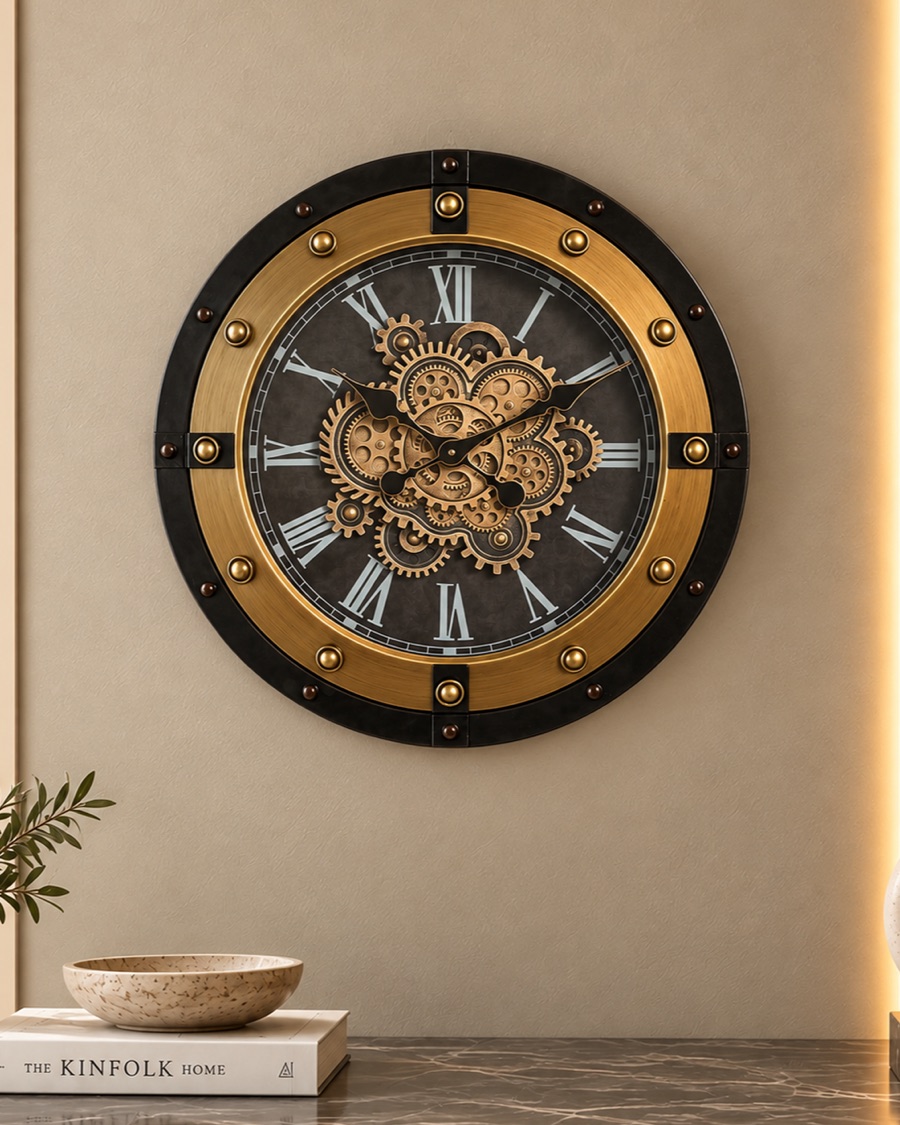 Industrial Riveted Gear Wall Clock