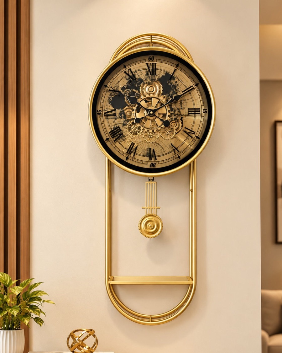 Gold Pendulum Wall Clock