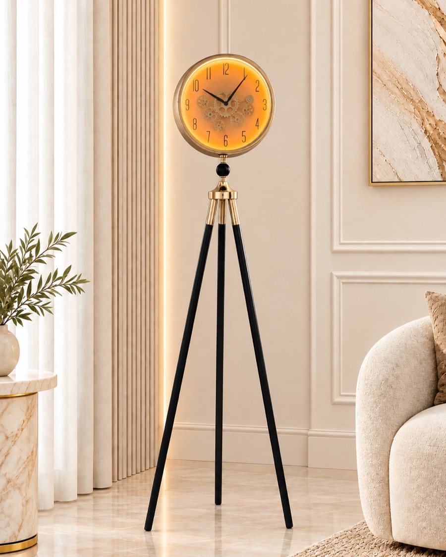 Tripod Floor Clock with Glowing Dial
