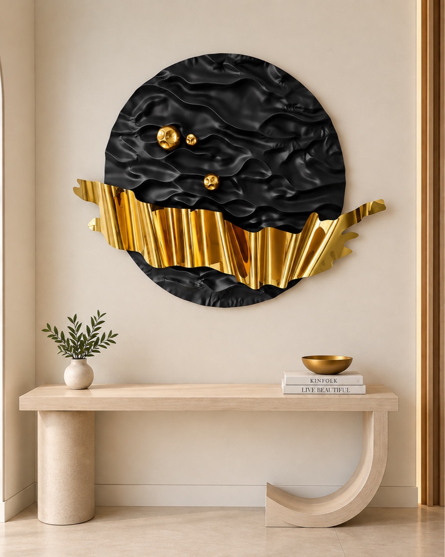 Black and Gold Wave Wall Art