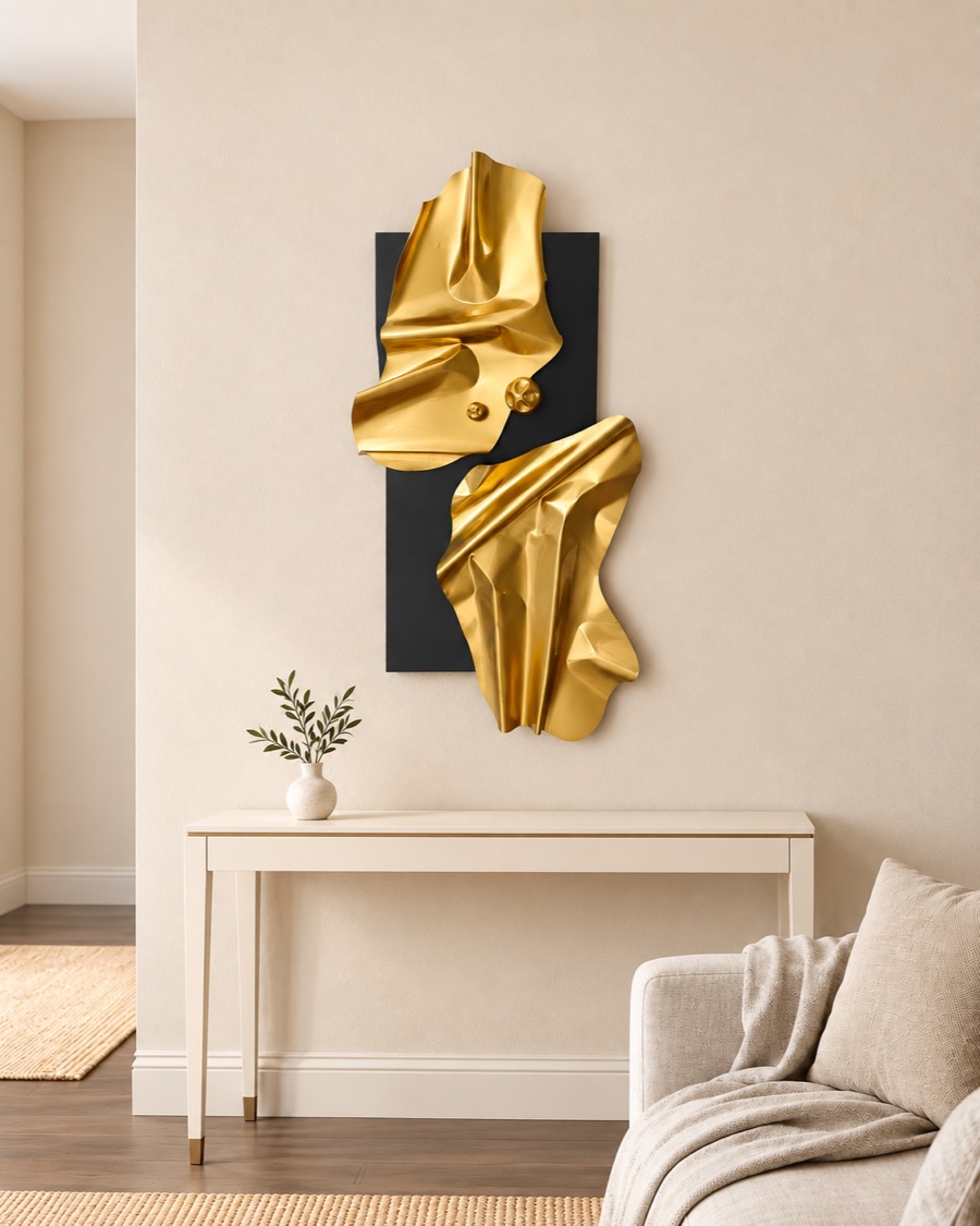 Gold Folded Metal Wall Sculpture