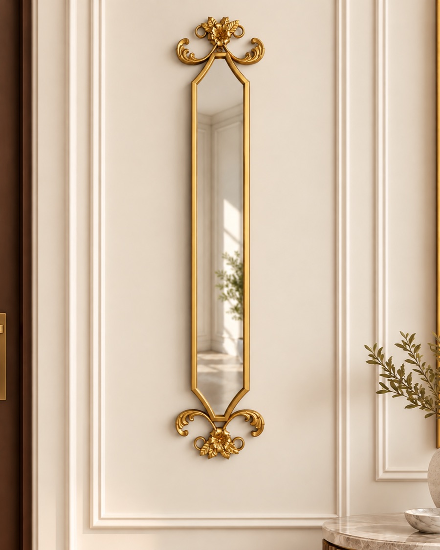 Narrow Gold Crest Mirror