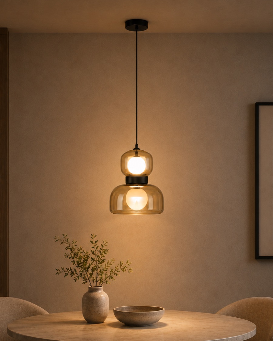 Amber Glass Pendant Light